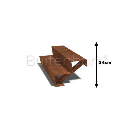 Cortenstaal Trap 2-treden, breedte 100cm