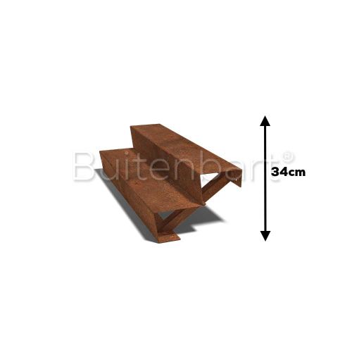 Cortenstaal Trap 2-treden, breedte 120cm
