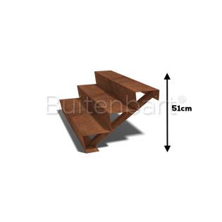 Cortenstaal Trap 3-treden, breedte 120cm