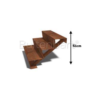 Cortenstaal Trap 3-treden, breedte 80cm