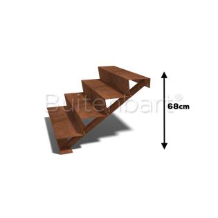 Cortenstaal Trap 4-treden, breedte 100cm