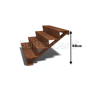 Cortenstaal Trap 4-treden, breedte 120cm