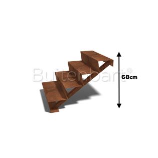 Cortenstaal Trap 4-treden, breedte 80cm