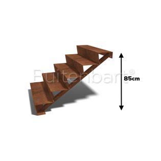 Cortenstaal Trap 5-treden, breedte 100cm