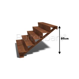 Cortenstaal Trap 5-treden, breedte 120cm