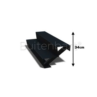 Gepoedercoat Staal Zwart Trap 2-treden, breedte 120cm