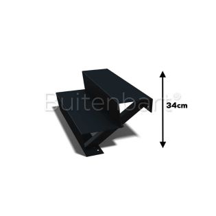 Gepoedercoat Staal Zwart Trap 2-treden, breedte 80cm