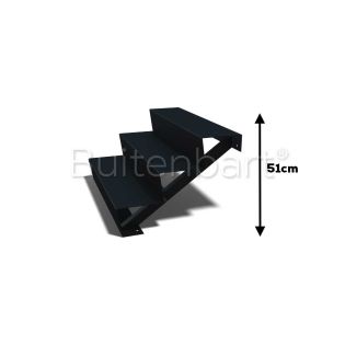 Gepoedercoat Staal Zwart Trap 3-treden, breedte 100cm