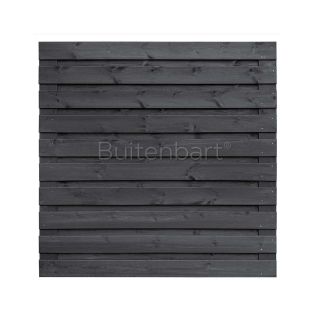 Trendline Schuttingscherm HORIZONTAAL 180x180cm, Grenen Geschaafd Zwart gespoten, 16mm