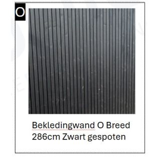Bekledingswand Zwarte gespoten BREED 2.86x2.10