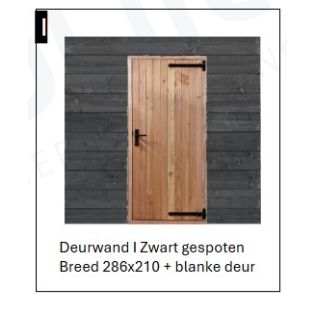 Deurwand Zwart gespoten BREED met Naturel deur