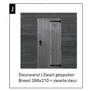 Deurwand Zwart gespoten BREED met Zwarte deur
