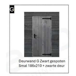 Deurwand Zwart gespoten SMAL met Zwarte deur