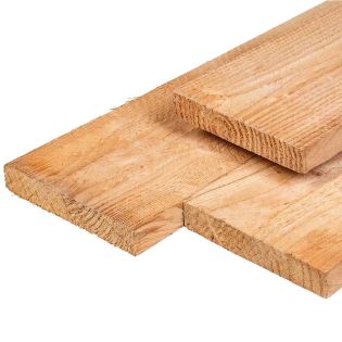 Douglas plank 1 zijde geschaafd 1 zijde fijnbezaagd 2,5x19,5x300cm