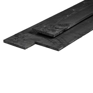 Douglas plank fijnbezaagd  zwart gespoten 2,2x20x400cm