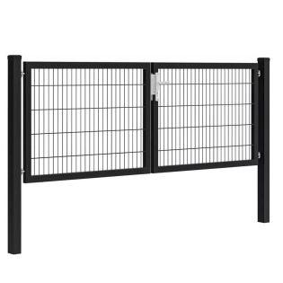 Hillfence metalen dubbele poort Premium+slot 300x100cm zwart
