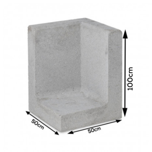 L-hoekelement Grijs 50x50x100cm