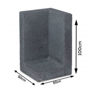 L-hoekelement Zwart 50x50x100cm