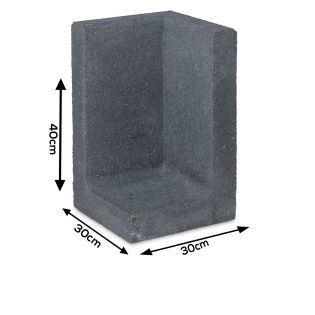 L-hoekelement Zwart 30x30x40cm