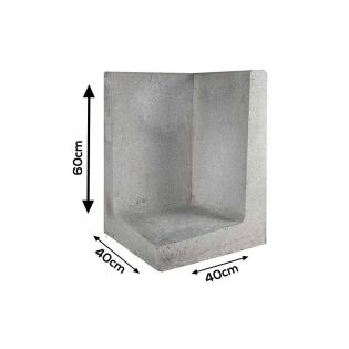 L-hoekelement Grijs 40x40x60cm