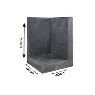 L-hoekelement Zwart 40x40x60cm