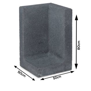 L-hoekelement Zwart 50x50x80cm
