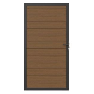 NewTechWood Co-extrusie composiet deur in aluminium frame, horizontaal, 100 x 195 cm, Teak.