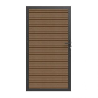 NewTechWood Co-extrusie composiet deur in aluminium frame, horizontaal triple, 100 x 195 cm, Teak.