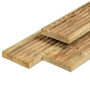 Grenen Vlonderdeel/dekdeel dekdeel Groen geimpregneerd Geschaafd 2.8x14x400cm