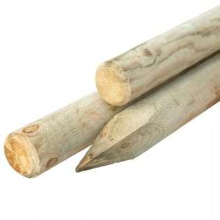 Ronde paal geïmpregneerd 8x250cm gepunt. gekruind