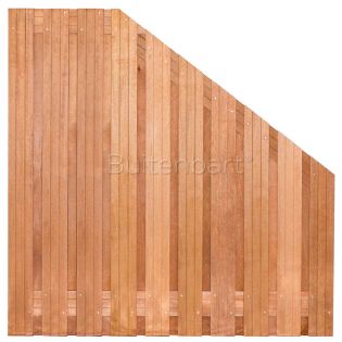 Topline schuttingscherm 180x90-180cm, aflopend Hardhout, Onbehandeld, 14mm
