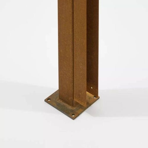 Begin/Eindpaal Bamboescherm met bevestigingsvoet 182cm Cortenstaal
