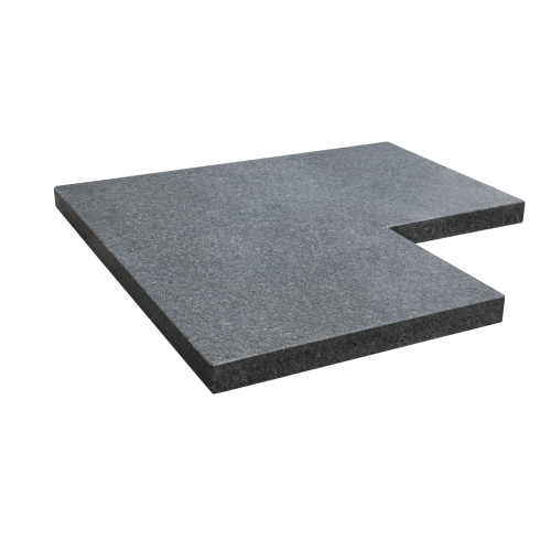 Afdekplaat en vijverrand Chinees Hardsteen Gezoet Hoekstuk 50x15x3