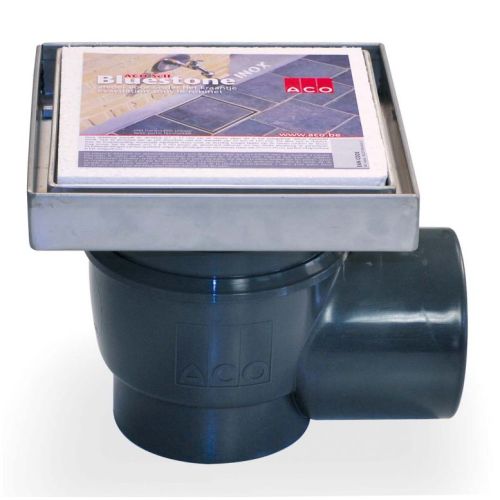 ACO BlueStone Vloerput RVS Opzet + Zijuitlaat