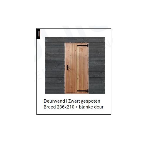 Deurwand Zwart gespoten BREED met Naturel deur