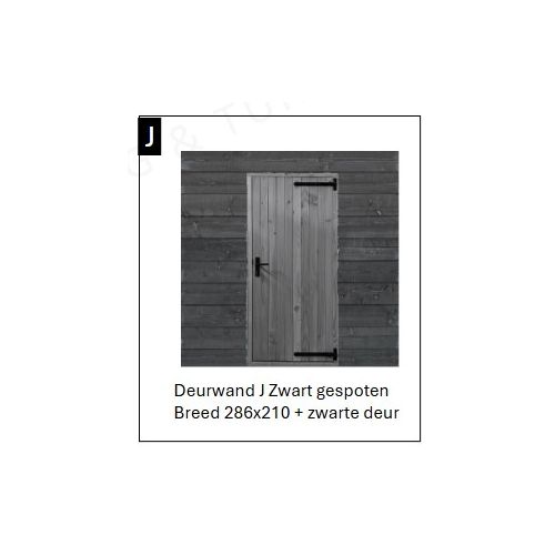 Deurwand Zwart gespoten BREED met Zwarte deur