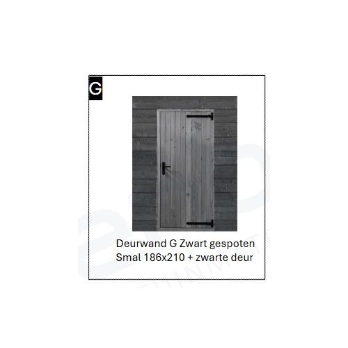 Deurwand Zwart gespoten SMAL met Zwarte deur