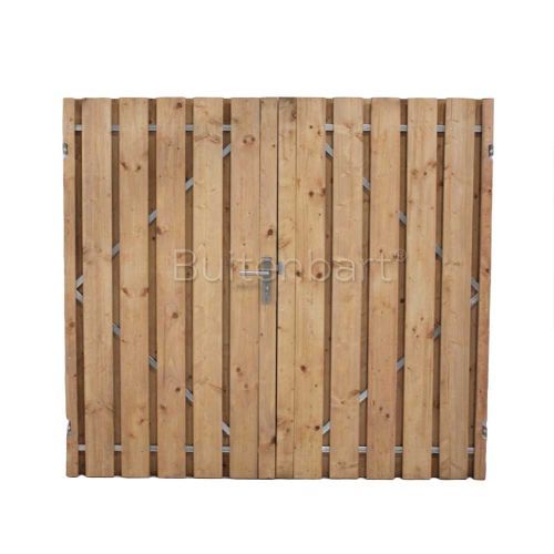 Tuinpoort dubbel Trendline Easy Grenen Rood Geïmpregneerd 220x190cm Linksdraaiend