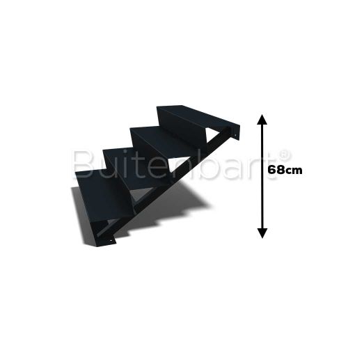 Gepoedercoat Staal Zwart Trap 4-treden, breedte 100cm