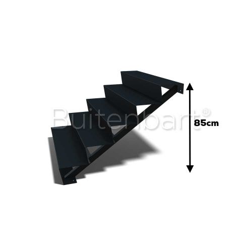 Gepoedercoat Staal Zwart Trap 5-treden, breedte 120cm