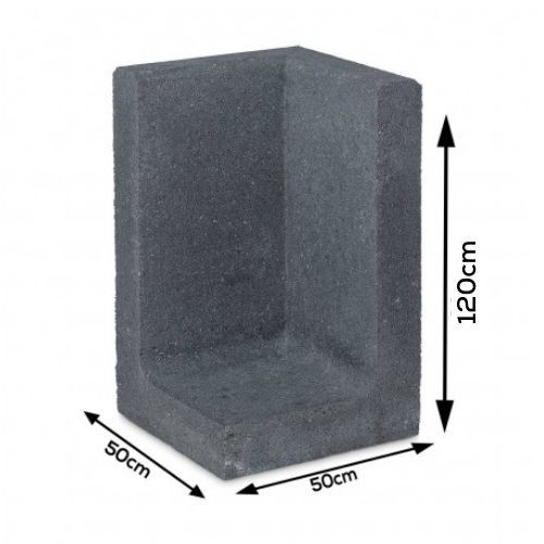 L-hoekelement Zwart 50x50x120cm