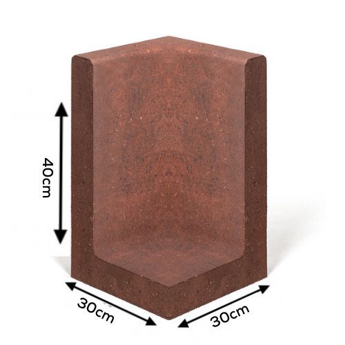 L-hoekelement Roestbruin 30x30x40cm