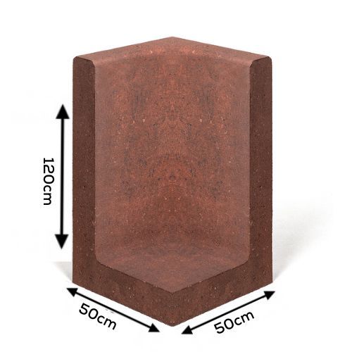 L-hoekelement Roestbruin 50x50x120cm