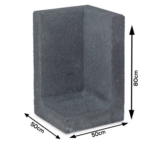 L-hoekelement Zwart 50x50x80cm
