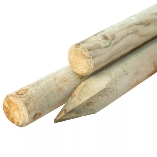 Ronde paal geïmpregneerd 8x250cm gepunt. gekruind