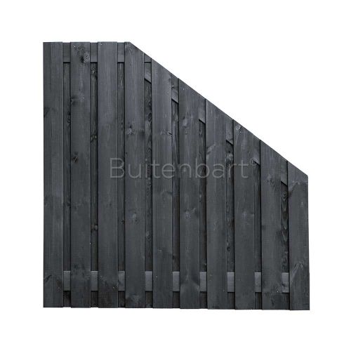 Trendline Schuttingscherm AFLOPEND 180x180/89,5cm, Vuren Geschaafd Zwart gespoten, 16mm