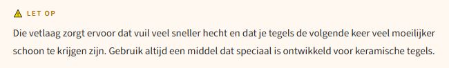 Groene zeep laat vettige laag achter op keramische tegels